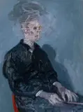 Ruprecht von Kaufmann, Schwarzer Overall, 2012, Öl und Collage auf Holz