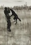 Andrey Klassen, Schwarzer Hund, 2010, Tusche auf Papier
