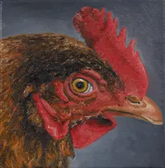 Huhn by Karin Kneffel, 1992, Öl auf Leinwand, sold Oct 2019
