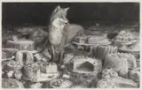 Olrik Kohlhoff, Fuchs im Kuchenfeld, 2007, Kreide und Kohle auf leichtem Karton