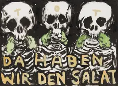 Olrik Kohlhoff, "Da haben wir den Salat", 2008, Aquarell und Tusche auf Papier