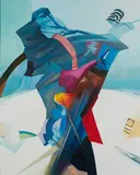 "Ulatujace ku niebu" (Zum Himmel fliegen) by Wlodzimiera Kolk-Topczewska, 1999, Öl auf Leinwand, sold Nov 2020
