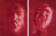 Beza, "Red I" und "Red II", 2013, Öl auf MDF-Platte