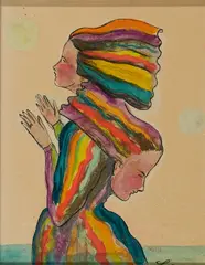 "Harbinger" by Corinne von Lebusa, 2012, Mischtechnik auf Karton, sold Jan 2021