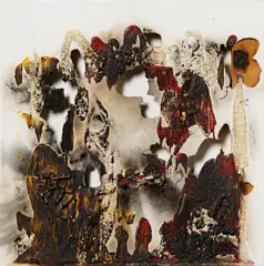 Via Lewandowsky, Oil on Fire #1 (Seelenwanderung einer Darstellung mit obszönem Inhalt), 2009, Öl auf Leinwand, angebrannt