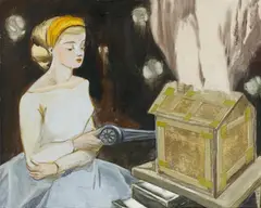 Aufzug by Rosa Loy, 2009, Kasein auf Leinwand, sold Oct 2019