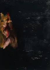 Martin Lütke, "Yorkshire terrier", 2007, Öl und Dammar auf collagiertem Papier