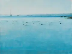 Ulrik Moller, Nakkebølle inlet (Bad, aender), 2011, Öl auf Holz