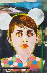 "Rot" by Jan Muche, 2009, Acryl, Tusche auf Leinen (verso bedruckt), sold Oct 2019