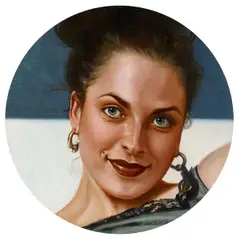 Christine by David Nicholason, 2007, Öl auf Holz, sold Mar 2021