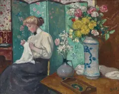 Georges d'Espagnat, Femme Cousant (Woman Sewing), 1910, oil on canvas