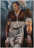 Ernie Barnes, Ron Mix Football Portrait, 1966, acrylic on canvas, in artist's frame