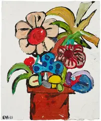 Eddie Martinez, Untitled, 2021, oil and acrylic on cardboard