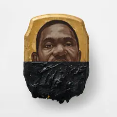 Titus Kaphar, Jerome XXIV, 2014, oil, gold leaf and tar on panel