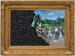 Titus Kaphar, The Children, 2012, oil and tar on canvas, in artist’s frame