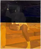 Dominic Chambers, After Albers (Jessica in violet and ocre), 2020, oil on canvas