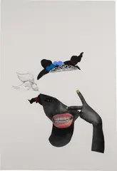 Deborah Roberts, Grillz: not on me #2, 2017, mixed media and collage on paper