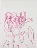 George Condo, Untitled, 1999, grease pencil on paper