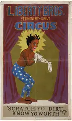 Michael Ray Charles, (Liberty Bros. Permanent Daily Circus) "Scratch Yo Dirt Know Yo Worth", 1997, acrylic latex, stain and copper penny on paper