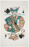 Salvador Dalí, Dessin de cartes à jouer: Valet de Pique, 1967, colored felt-tip pens, brush and gray wash over pencil on paper laid down on board