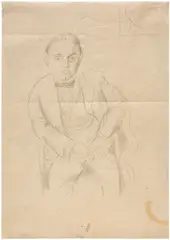Jules Pascin, Portrait of Peter Lorre, pencil on thin buff paper