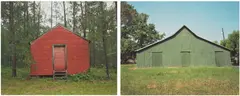 William Christenberry, Two works: (i) Red Building in Forest, Hale County, Alabama 1983, (ii) Green Warehouse, Newbern, Alabama, 1983, chromogenic prints