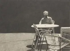 Robert Bechtle, Santa Barbara Patio II, 1981, charcoal on paper