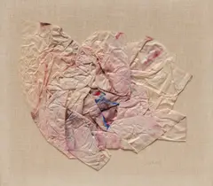 Sam Gilliam, Untitled, 1960, acrylic and aluminum dust on handmade dyed paper mounted to woven cloth board