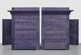 Jan Fabre, Knipschaarhuis I, 1989, Bic ballpoint on wood, in 2 parts