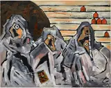 Werner Büttner, Architects, 1985, oil on linen, in artist's frame