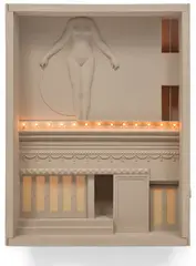Cletus Johnson, Aspect of Diana, 1975–1978, painted wood, acrylic, lightbulbs, dial and wire