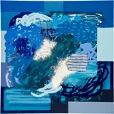 Patrick Alston, Kind of Blue, 2021, acrylic, oil, enamel, spray paint, gouache and pumice on sewn fabric and vinyl