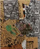 Josh Smith, Untitled (JSC08587), 2008, silkscreen, acrylic, paper and printed paper collage on panel
