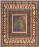 Zach Harris, G's Early Work, 2011-2013, water-based paint on carved wood, in artist's frame