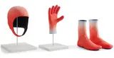 Alex Israel, Two works: (i) Cap; (ii) Booties and Glove, 2015, (i) acrylic on aluminum (ii) acrylic on aluminum, in 3 parts