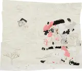 Mound #5 Receives Visitorials by Trenton Doyle Hancock, 2001, acrylic, graphite, glue, canvas, synthetic fur, rope, chewing gum, paper and printed paper collage on paper, offered Feb 2026