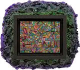 Max Hooper Schneider, Repression Garden (Trash Mound Frame), 2016, ink, marker and enamel on paper, in artist's frame