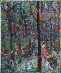 Tom Anholt, The Bird Snatchers, 2015, oil and batik on canvas and linen