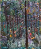 Tom Anholt, The Bird Snatchers, 2015, oil and batik on canvas and linen