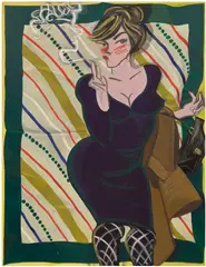 Smoking Lola by Ella Kruglyanskaya, 2013, oil and oilstick on linen, sold Feb 2026