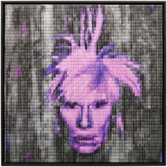 Alex Guofeng Cao, You & Me + Warhol + You in Dark Purple, 2014, inkjet print and oil on canvas, in artist's chosen frame