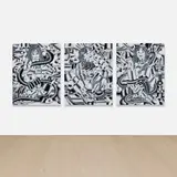 Geoffrey Bouillot, Three works: (i) Portrait de Orphné; (ii) Portrait Of Calypso; (iii) Portrait de Thétis, 2022, acrylic on canvas