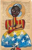 vanessa german, Black Madonna on Black Beauty book page, 2022, Unique pen and acrylic drawing, on book page, framed