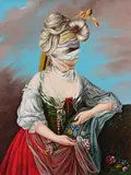 Ewa Juszkiewicz, Untitled (after Elisabeth Vigée Le Brun), 2023, archival pigment print with screenprinted varnish on paper