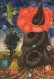 Erich (Arik) Brauer, Schraubenturm, 1965, gouache on paper