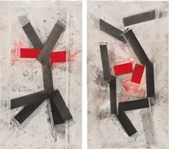 Joel Shapiro, Two works: (i-ii) Untitled, 1992, charcoal, chalk and pastel on paper