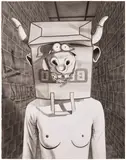 Mary Reid Kelley, Minotaur in Labyrinth, 2013, watercolor, gouache, charcoal and paper collage on paper
