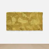 Olga De Amaral, Umbra E, 2015, linen, gesso, acrylic paint, Japanese paper and gold leaf