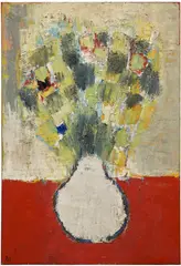 Nicolas de Staël, Fleurs sur fond rouge, 1953, oil on canvas