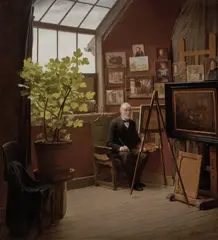 Julius Exner, Self-Portrait, the Artist's Last Work (Selvportræt. Kunstnerens sidste arbejde), 1910, oil on canvas